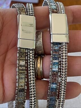 Leather & Rhinestone Wrap Bracelets
